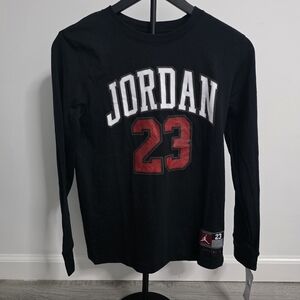 NWT Boys Jordan Black Long Sleeve with Red and White Accents- Size Large (12-13)